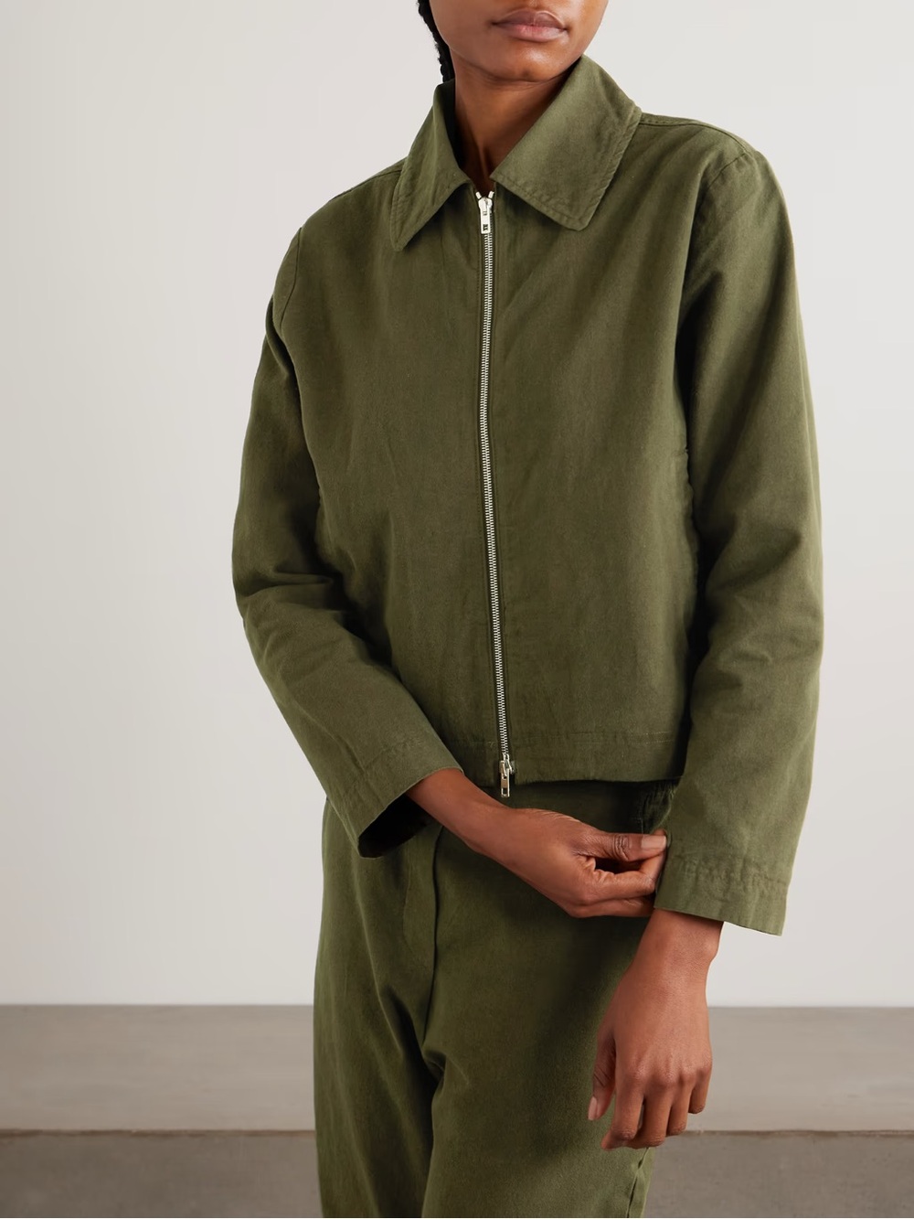 Leset Large Chloe Cotton Canvas Jacket Army Green